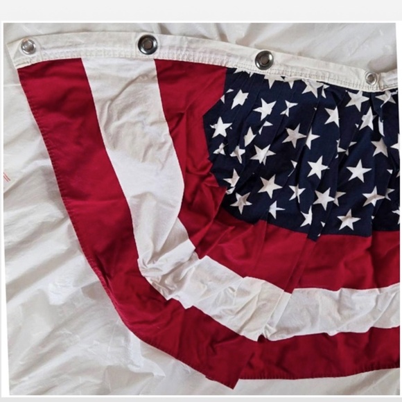 2 American Flag Bunting Pleated Half Fan Banner Décor Set Red White Blue - Picture 7 of 16